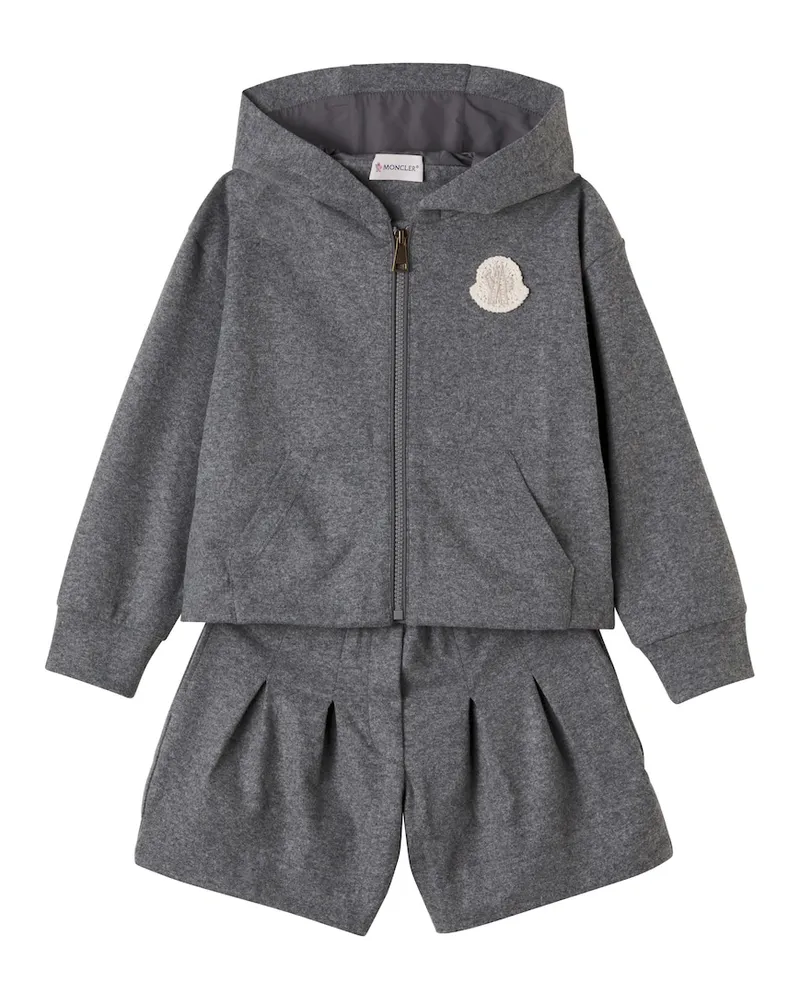 Moncler Set aus Hoodie und Shorts aus Jersey Grau