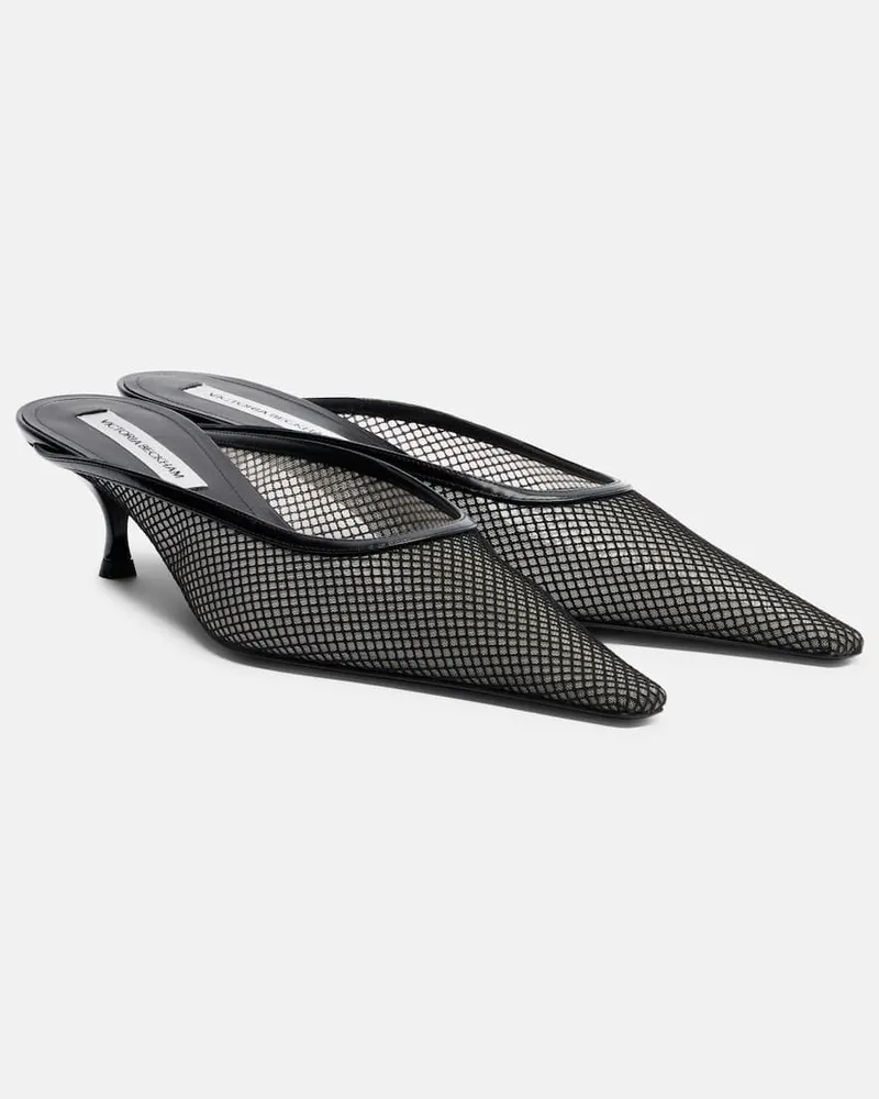 Victoria Beckham Mules aus Mesh und Leder Schwarz