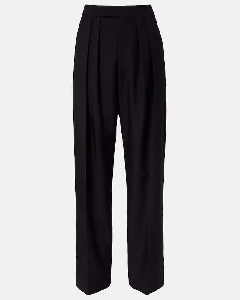 Chloé Chloé Weite High-Rise-Hose aus Woll-Gabardine Schwarz