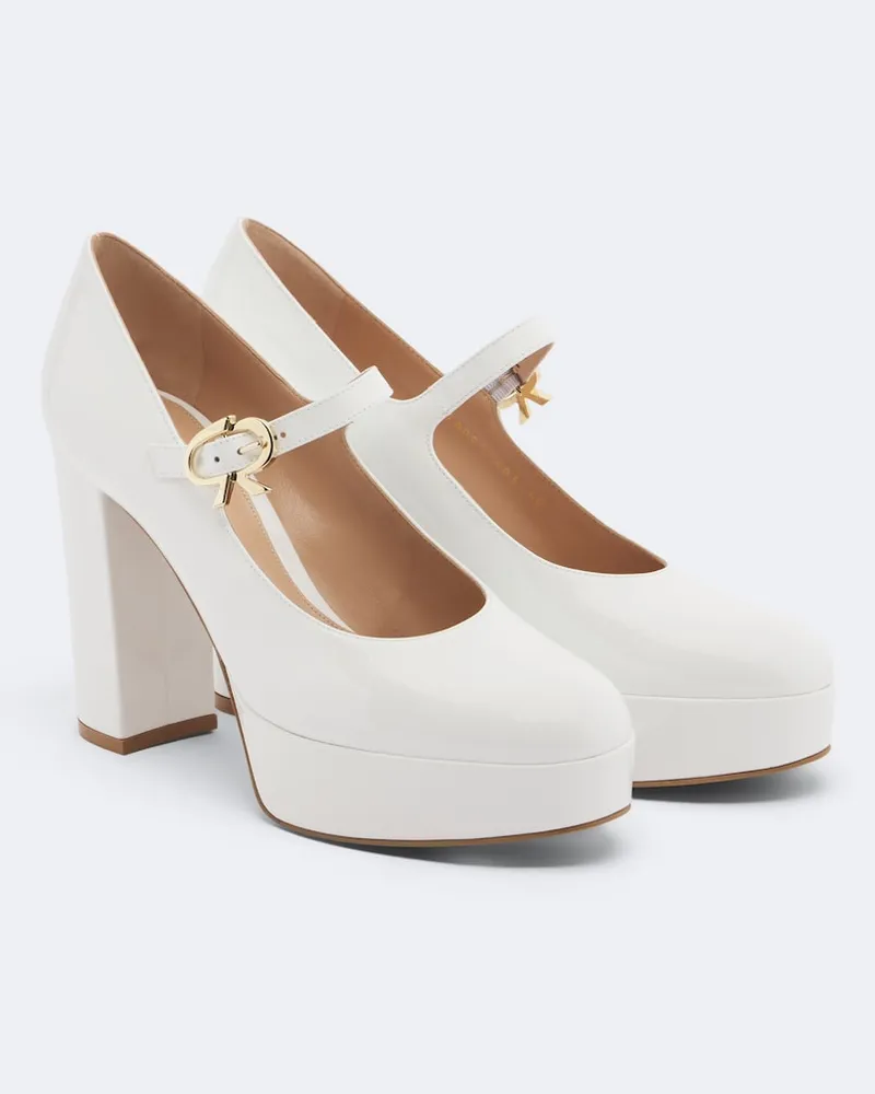 Gianvito Rossi Plateau-Pumps Mary Jane aus Lackleder Weiß