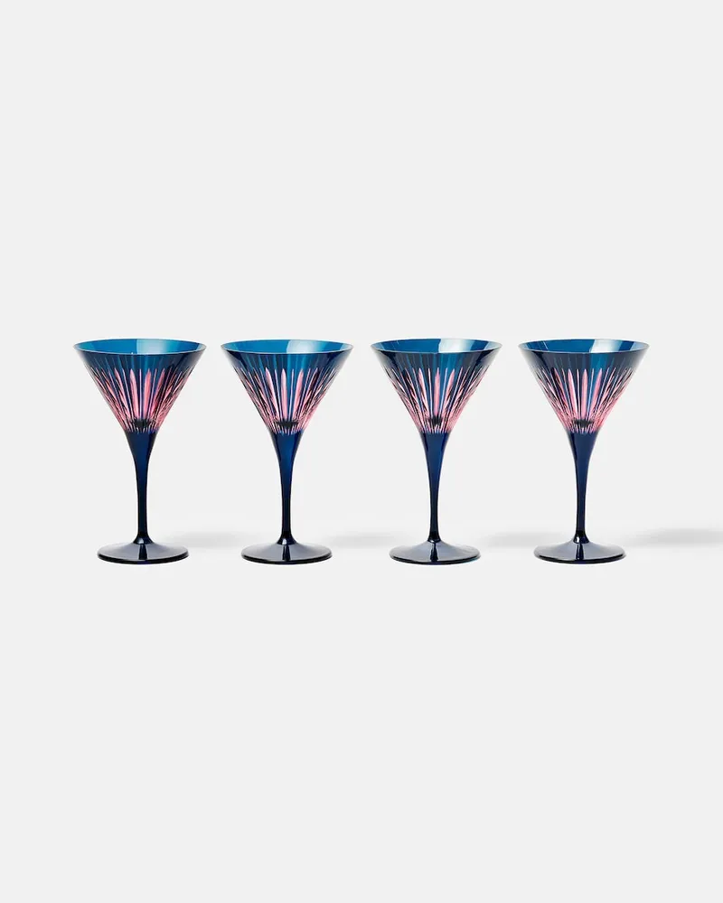 L’OBJET Set Prism aus vier Martinigläsern Blau