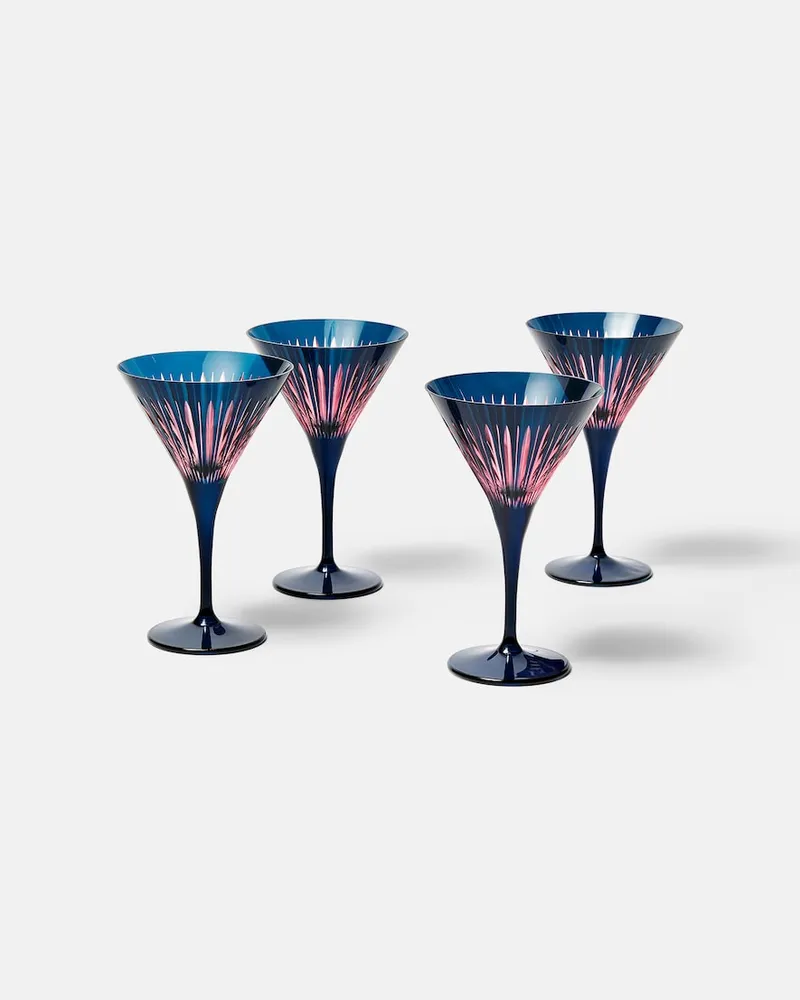 L’OBJET Set Prism aus vier Martinigläsern Blau