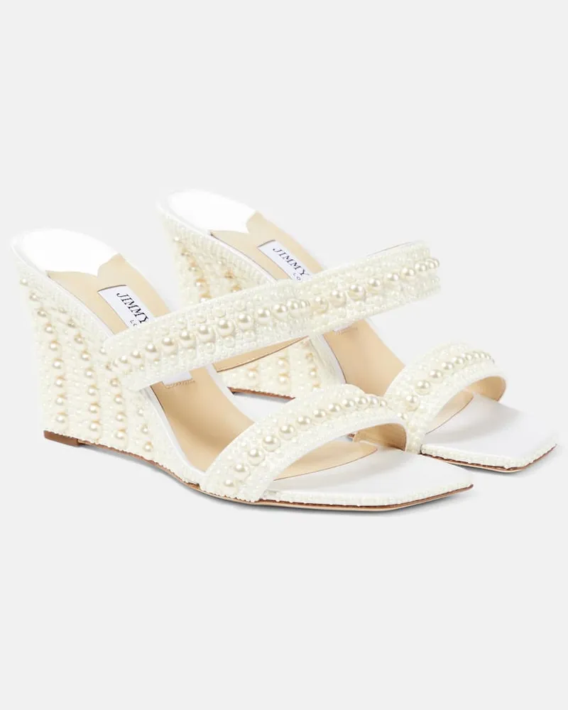 Jimmy Choo Bridal Verzierte Wedge-Sandalen Sacoria 85 Weiß
