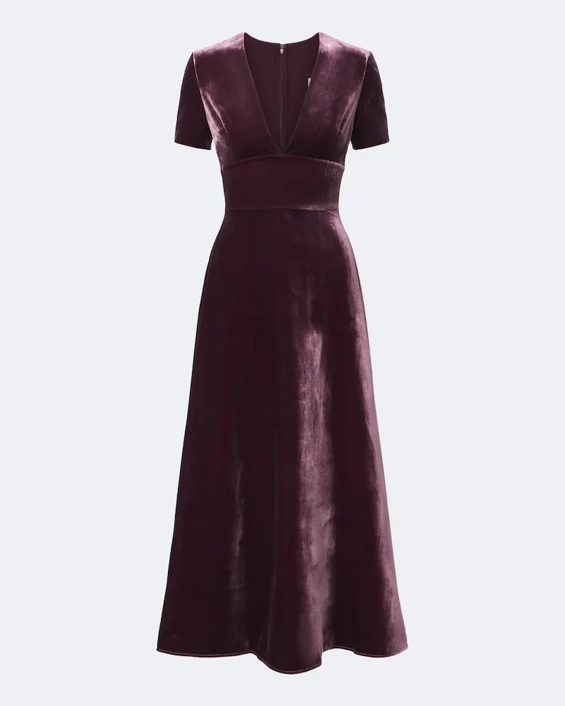 Elie Saab Midikleid aus Samt Violett