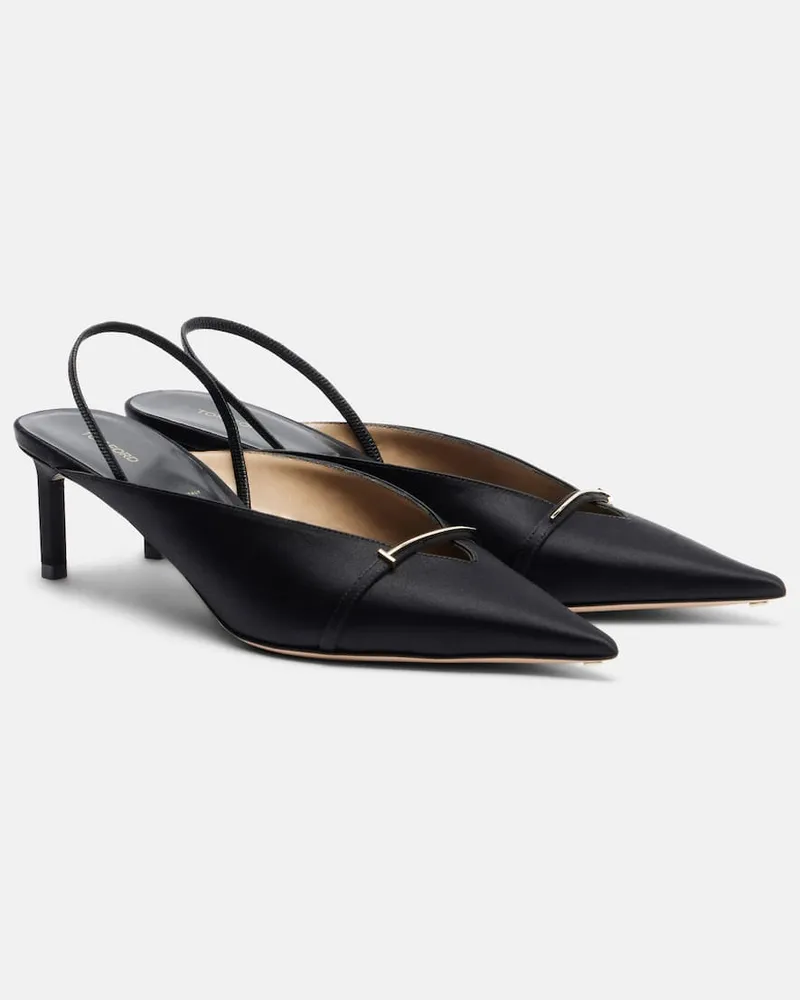 Tom Ford Slingback-Pumps T Icon 55 aus Satin Schwarz