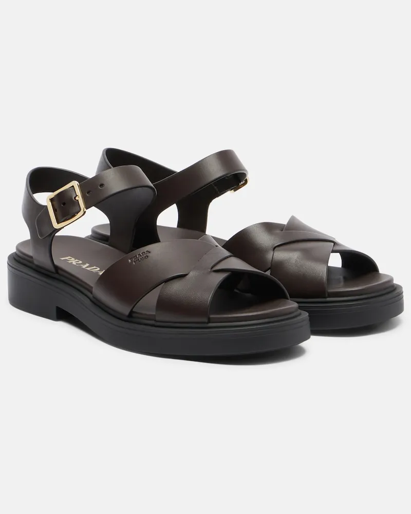 Prada Plateausandalen aus Leder Braun