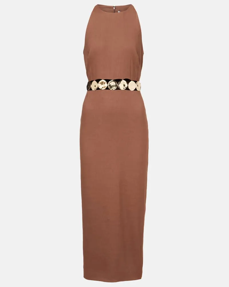 Veronica Beard Verziertes Midikleid Isla Braun