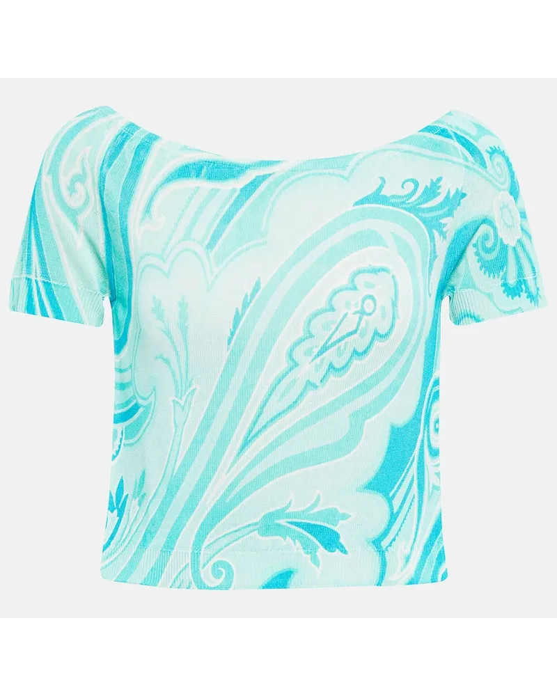 Etro Cropped-Top aus Strick Blau
