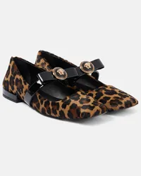 Versace Mary-Jane-Ballerinas Gianni Ribbon aus Kalbshaar Braun