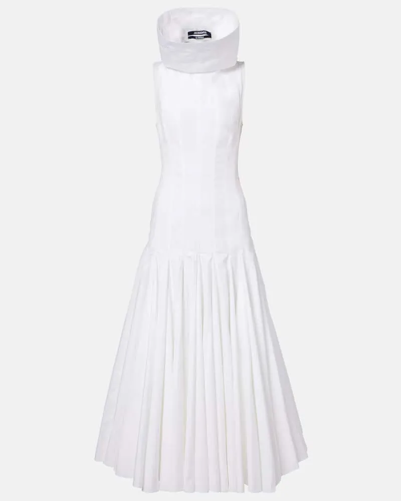 Jacquemus Midikleid Triana aus Baumwollpopeline Weiß