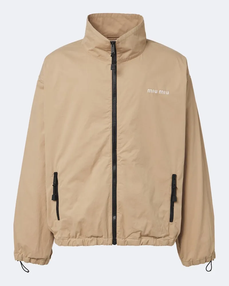 Miu Miu Blouson aus Baumwoll-Gabardine Beige