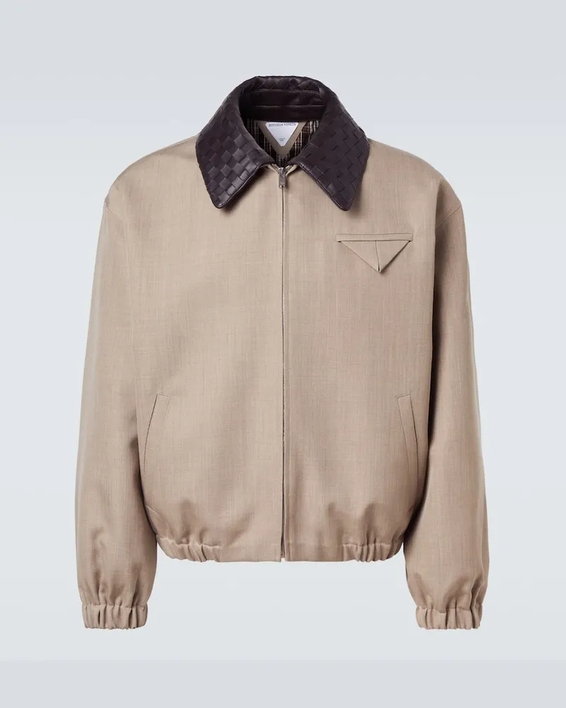 Bottega Veneta Blouson Intrecciato aus Wolle Beige