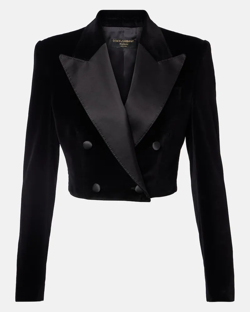 Dolce & Gabbana Cropped-Blazer aus Samt Schwarz