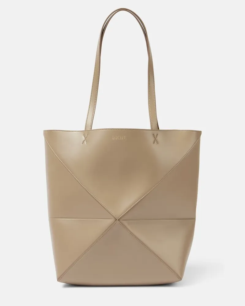 Loewe Tote Bag Puzzle Fold Medium aus Leder Beige