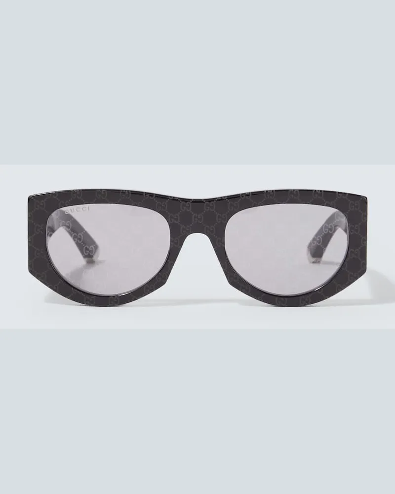 Gucci Ovale Sonnenbrille GG Schwarz