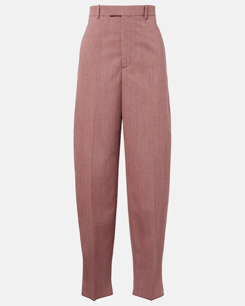 Bottega Veneta Hose aus Wolle und Leinen Rosa