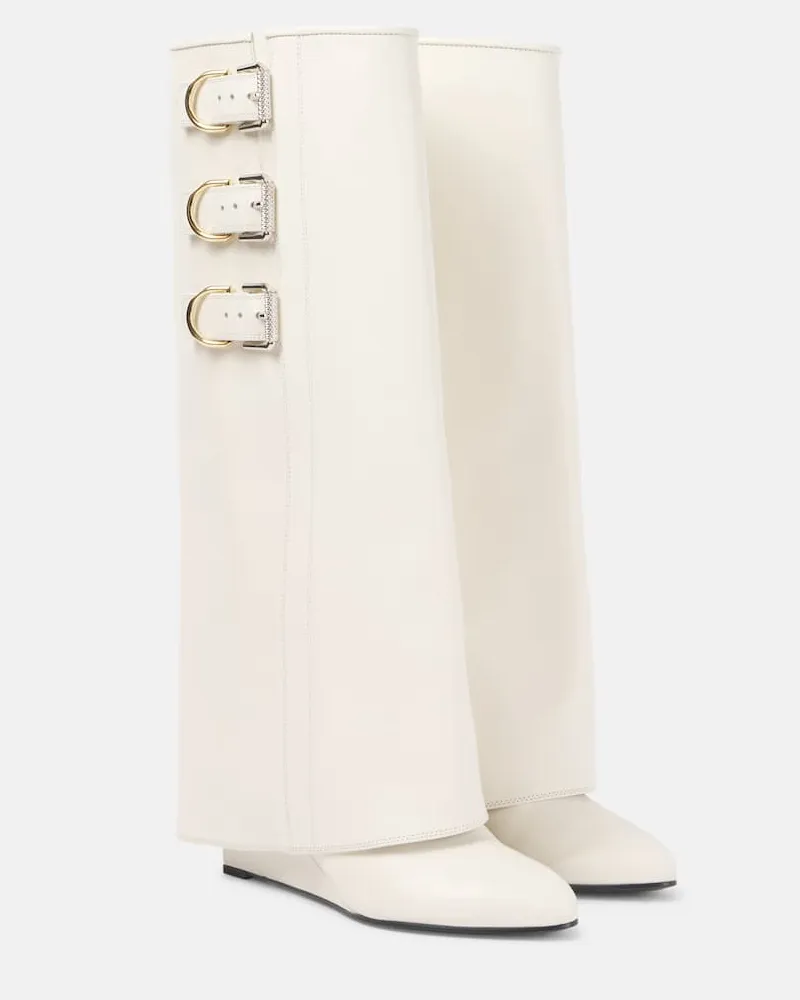 Givenchy Stiefel Shark Lock Buckles aus Leder Weiss