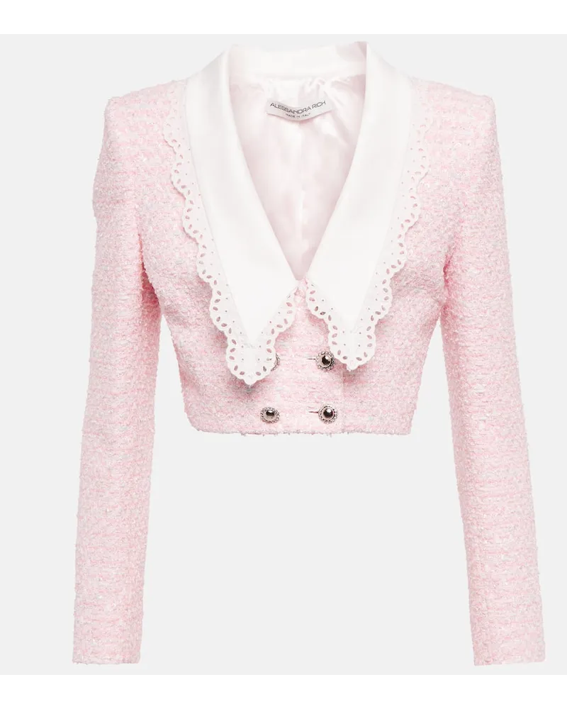 Alessandra Rich Cropped-Jacke aus Tweed Pink