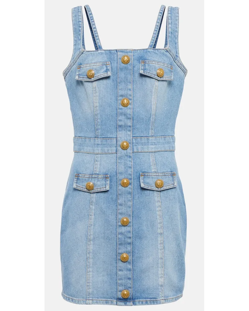 Balmain Minikleid aus Denim Blau