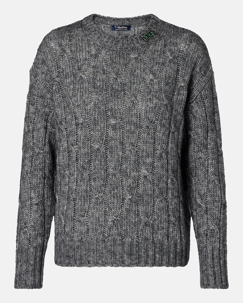 Max Mara Pullover aus Baumwolle, Alpakawolle und Wolle Grau
