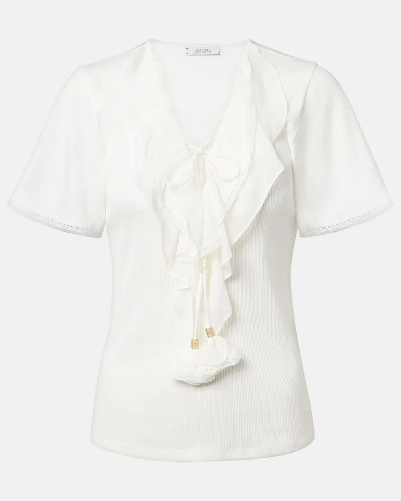 Dorothee Schumacher Top Pure Sleekness aus Baumwoll-Rippstrick Weiß