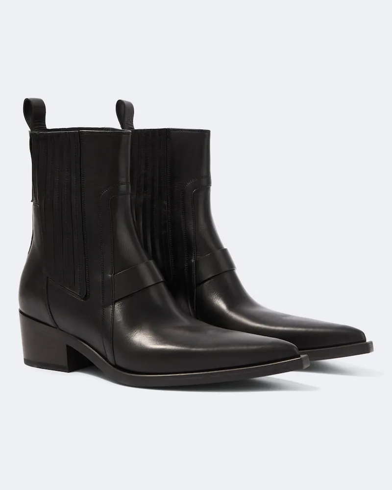 Rick Owens Ankle Boots Pointed Silver aus Leder Schwarz
