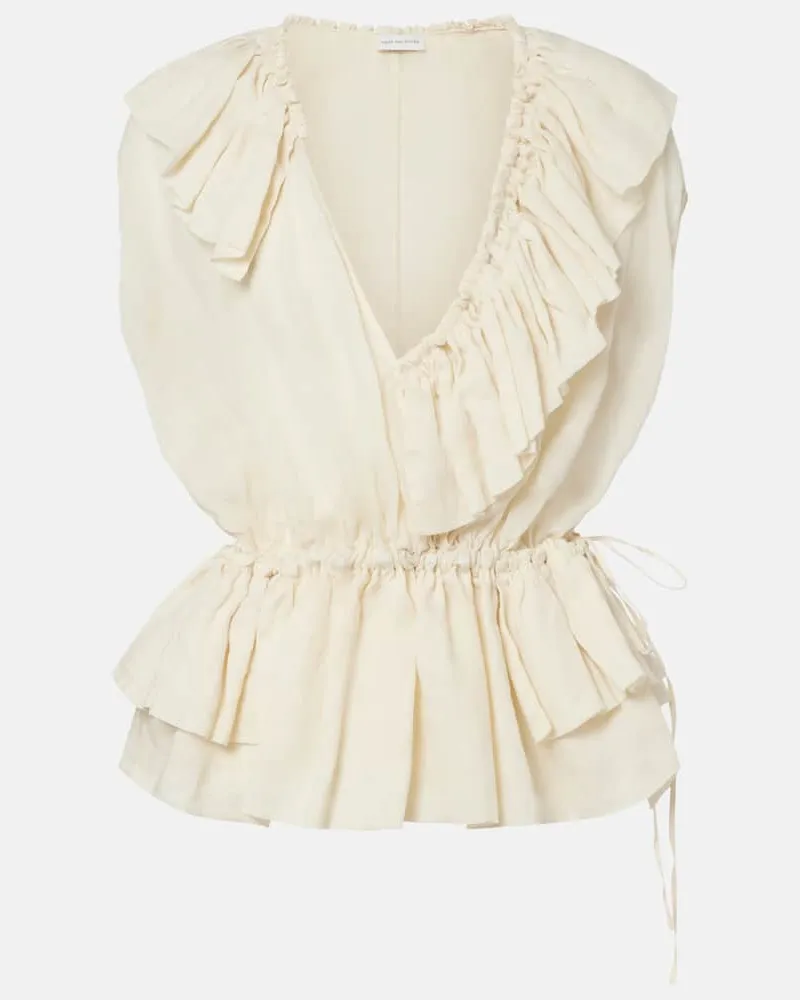Dries van Noten Top aus Ramie Weiß