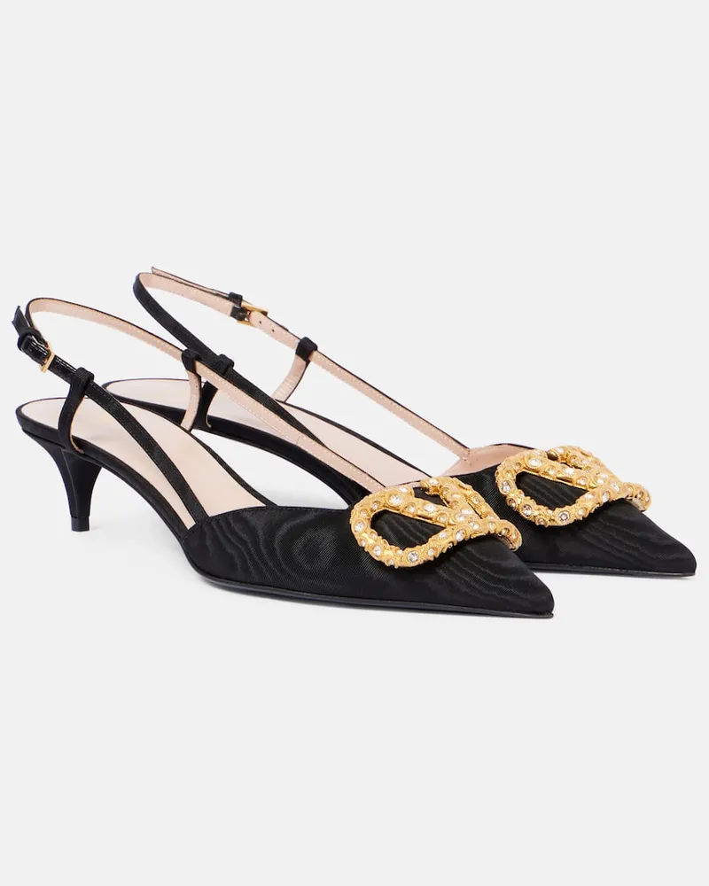 Valentino Garavani Slingback-Pumps VLogo Signature 40 aus Satin Schwarz