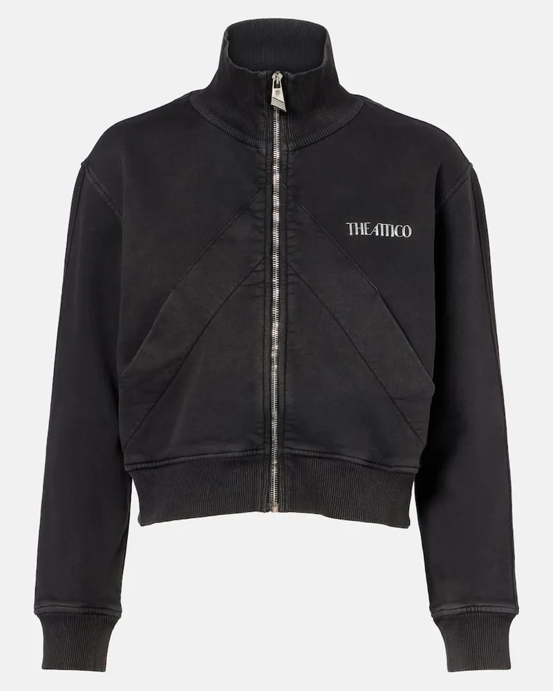 ATTICO Cropped-Trainingsjacke aus Baumwolle Schwarz