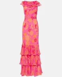 RIXO Maxikleid Rio aus Seide Pink