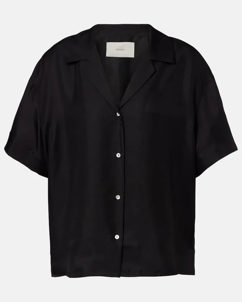 ASCENO Hemd Prague aus Seiden-Twill Schwarz