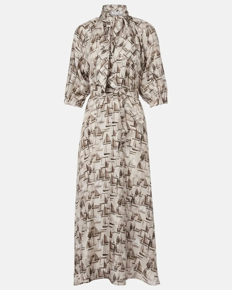 Max Mara Midikleid aus Seiden-Twill Weiß