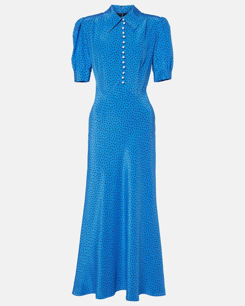 Alessandra Rich Maxikleid aus Seide Blau