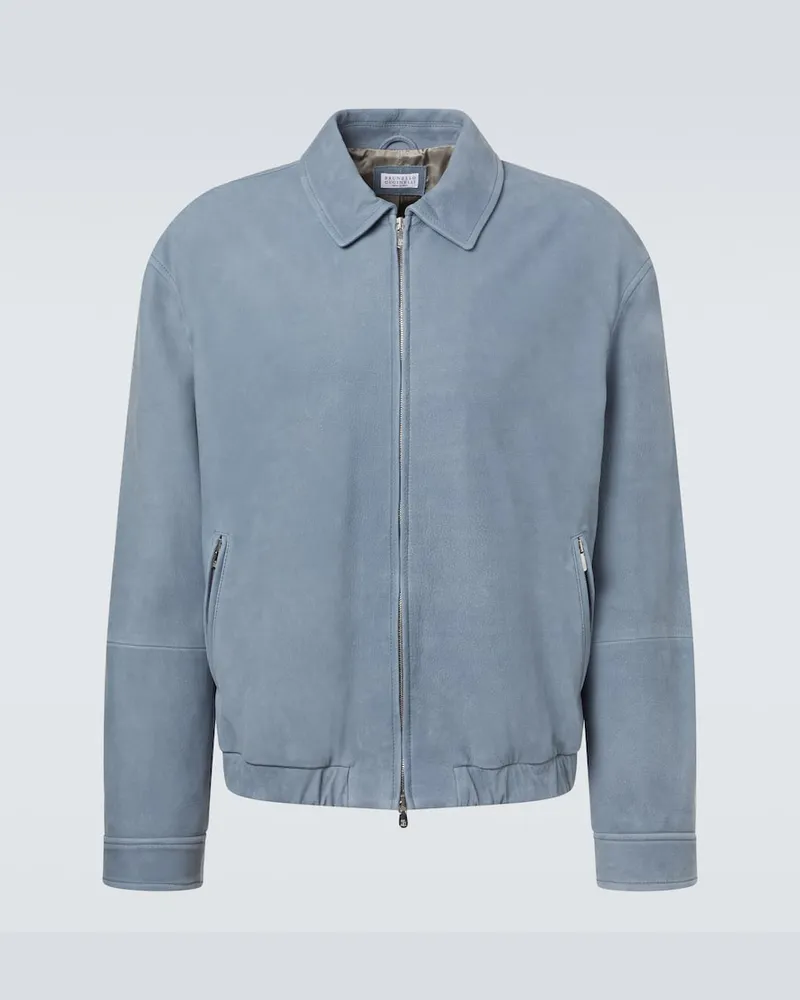 Brunello Cucinelli Blouson aus Leder Blau