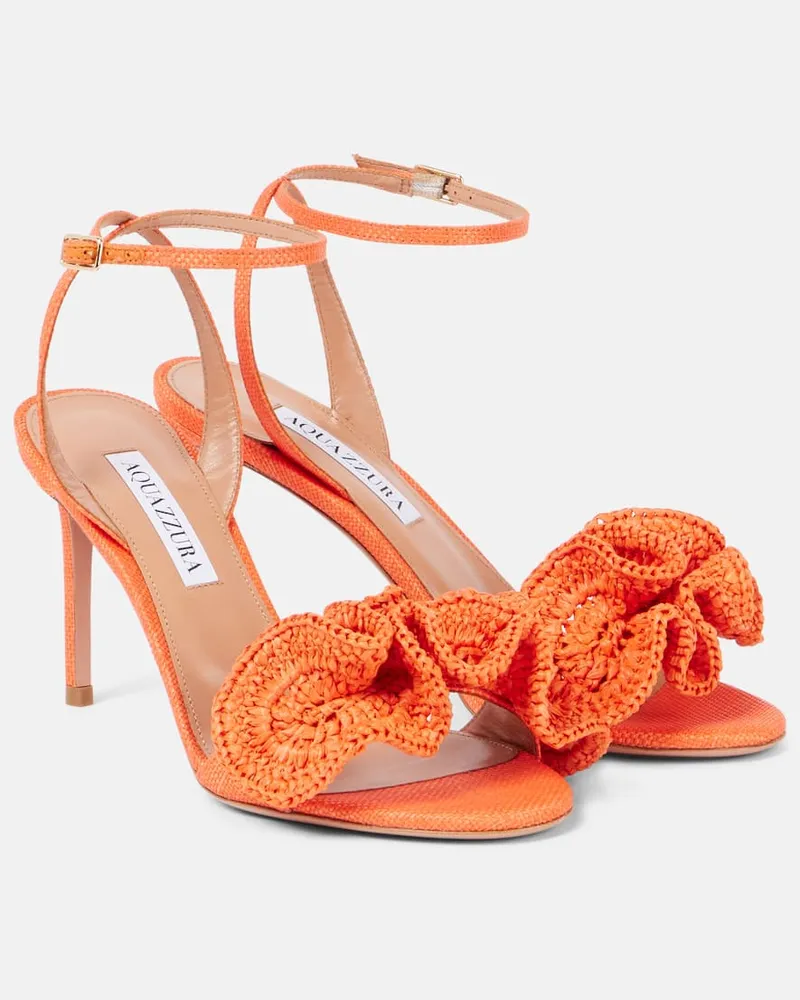Aquazzura Sandalen Noches Tropicales 85 aus Raffiabast Orange