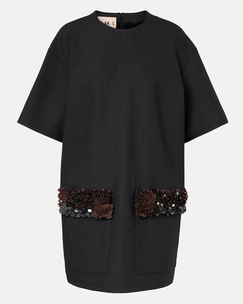 PLAN C Minikleid aus einem Wollgemisch mit Pailletten Grau