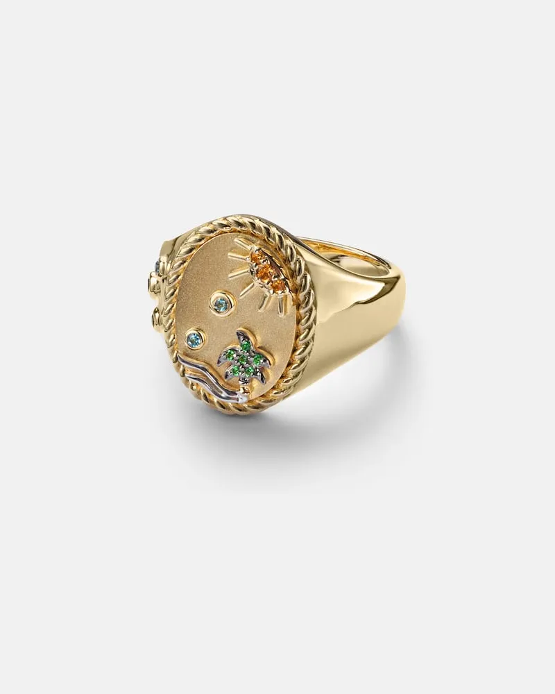 Yvonne Léon Yvonne Léon Ring La Plage aus 9kt Gelbgold mit Edelsteinen Gold