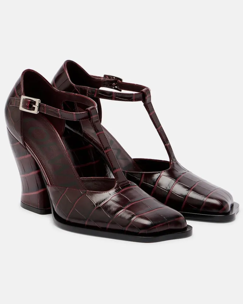 Loewe Pumps Onda 90 aus Leder Burgunderrot