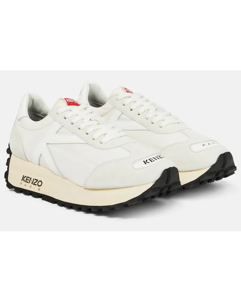 Kenzo Sneakers smile Run aus Veloursleder Weiss