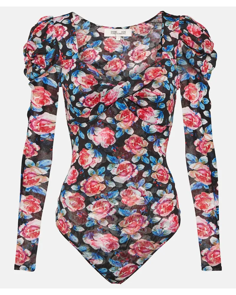 Diane von Furstenberg Bedruckter Body Erik aus Mesh Pink