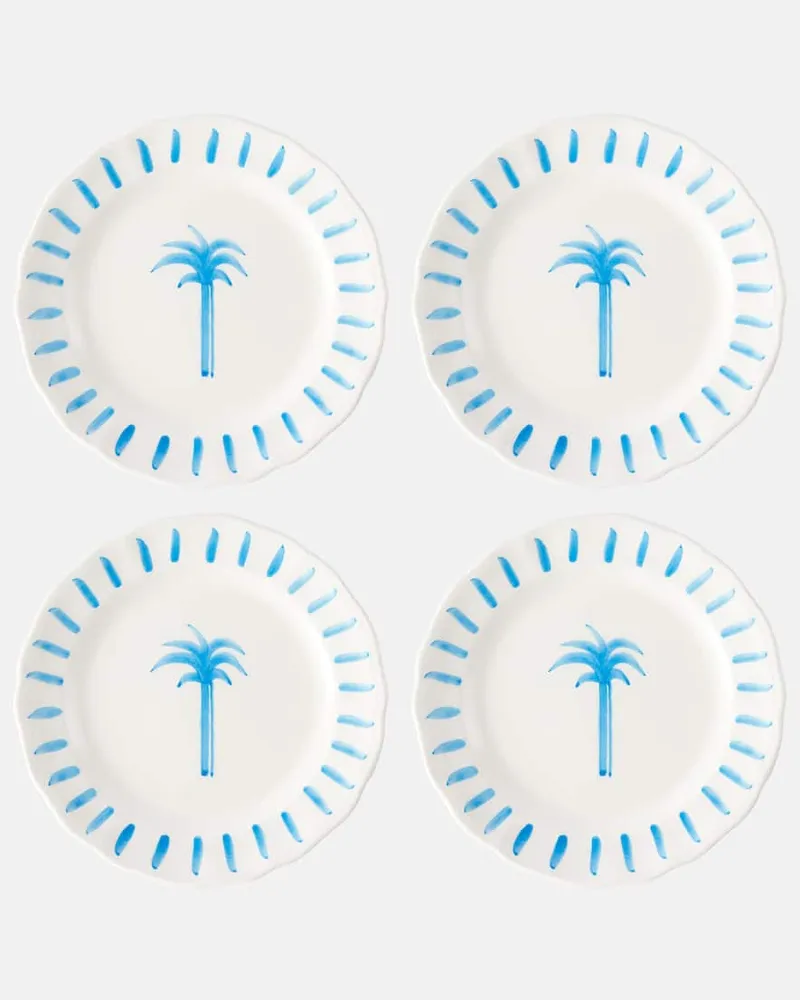 Les-Ottomans Set Palm aus vier Desserttellern Weiß