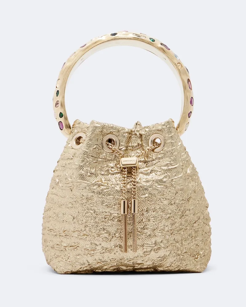 Jimmy Choo Verzierte Bucket Bag Bon Bon mit Lurex Gold