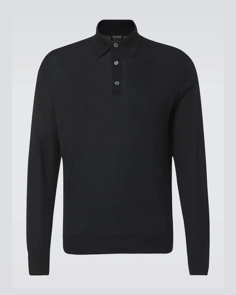 Ermenegildo Zegna Polopullover aus Wolle Schwarz