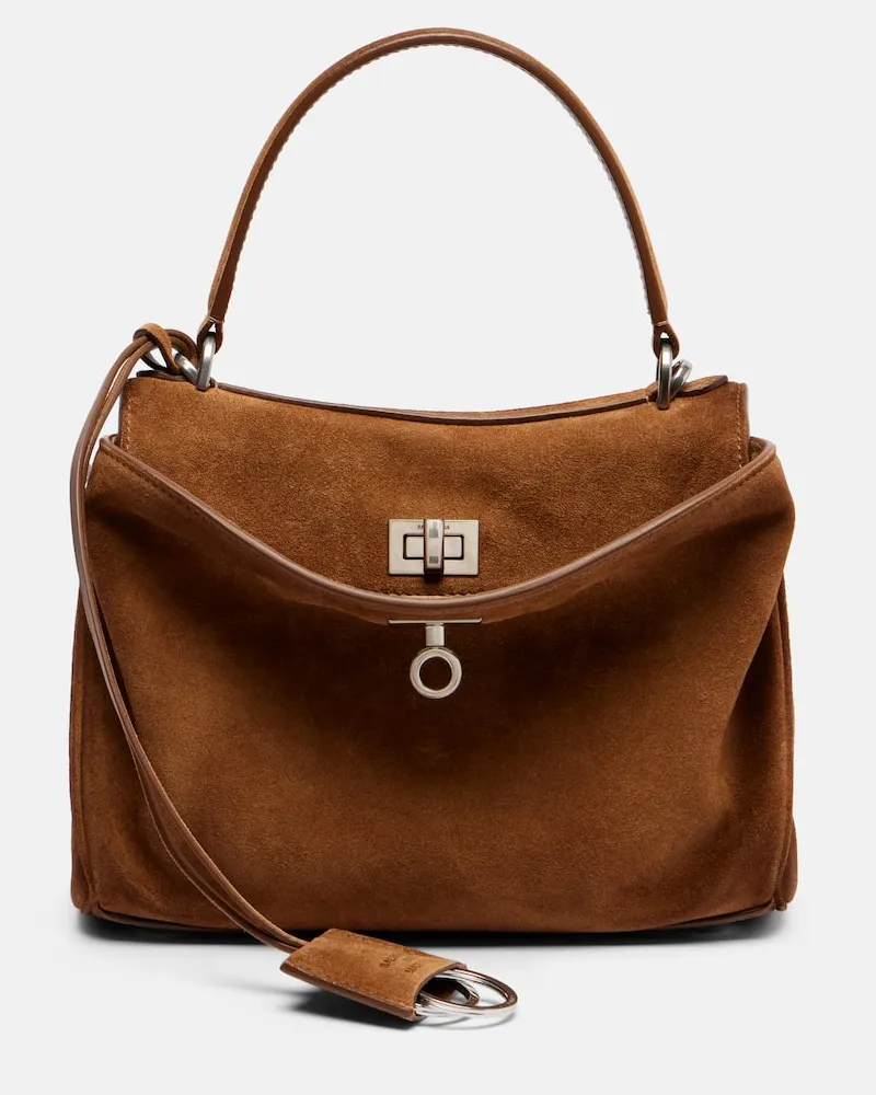 Balenciaga Tote Bag Rodeo Mini aus Veloursleder Braun