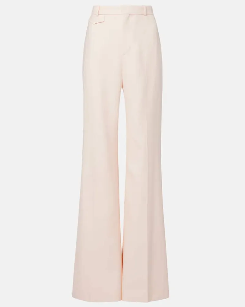 Chloé Chloé High-Rise-Schlaghose aus Woll-Gabardine Weiß