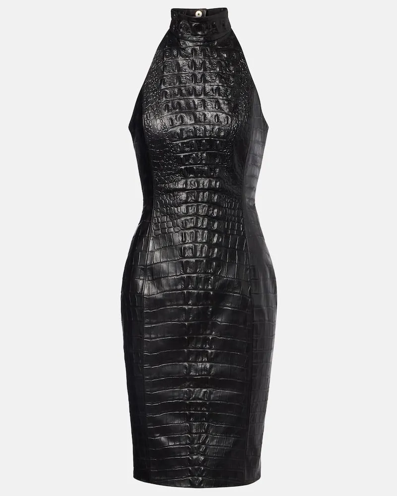 Balmain Minikleid aus Leder Schwarz