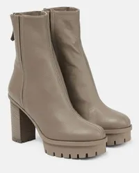 Aquazzura Ankle Boots Francoise aus Leder Grau