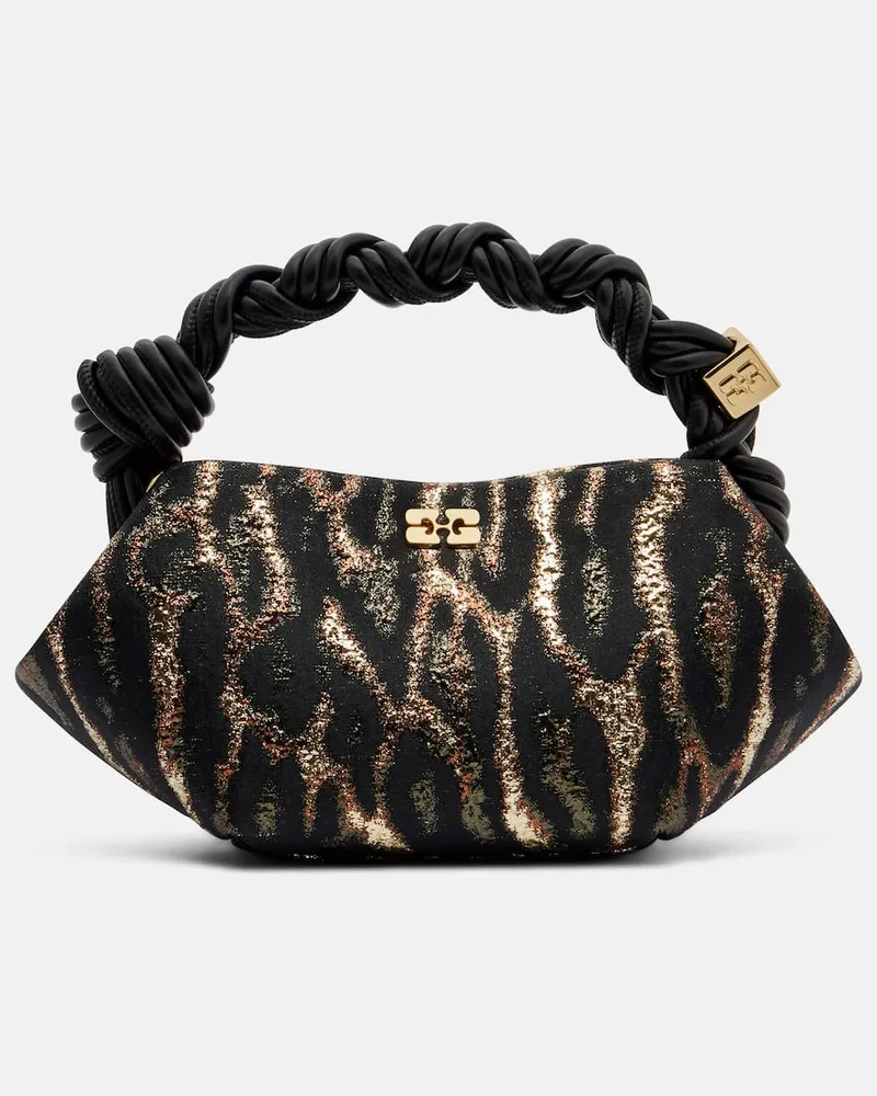 Ganni Tote Bag Bou Mini aus Cloqué Schwarz