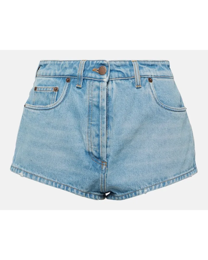 Prada High-Rise Jeansshorts Blau