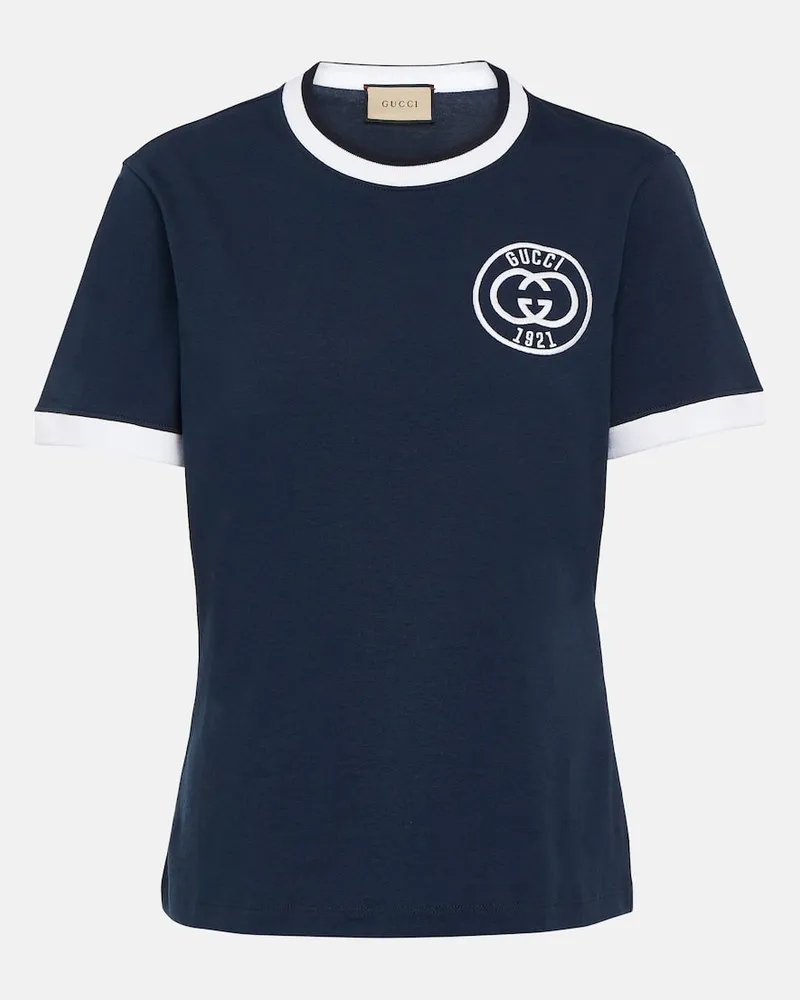 Gucci T-Shirt Interlocking G aus Baumwolle Blau